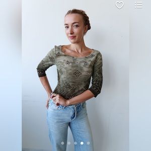 Vintage 90s hipster mesh lotus top